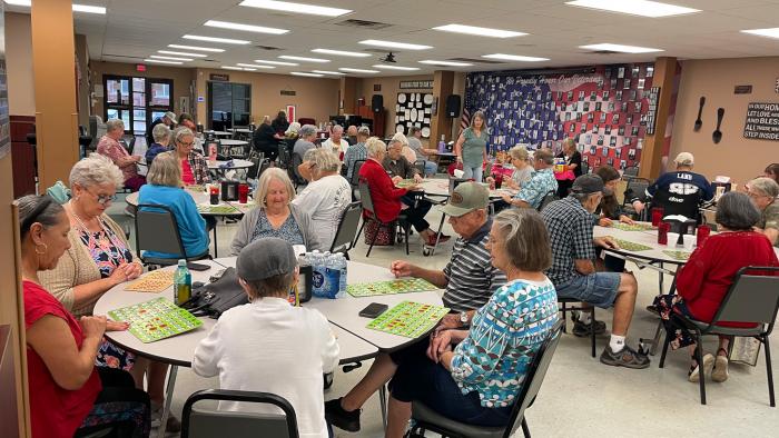 Group playing Bingo at the Red Door Senior Center.