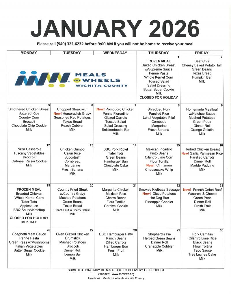 MOW January Calendar