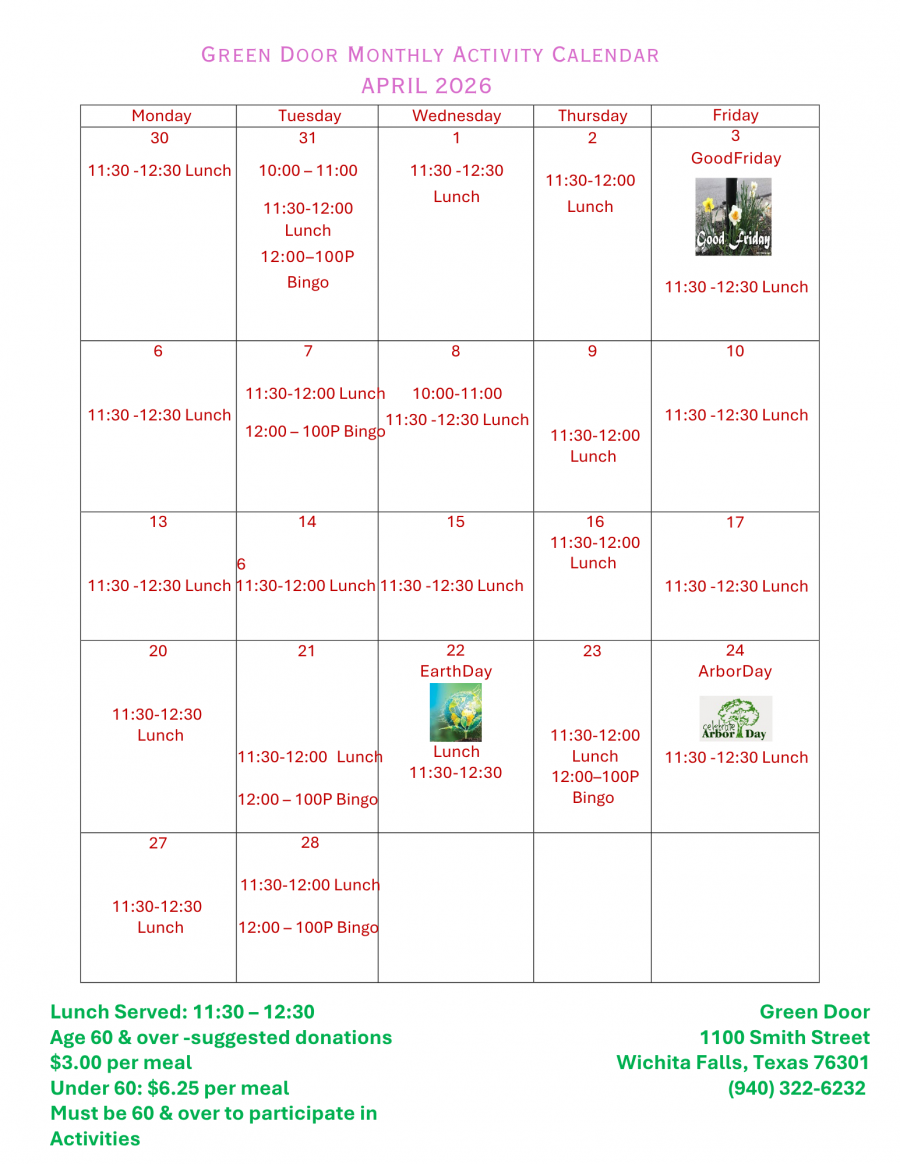 Green Door Calendar April 26