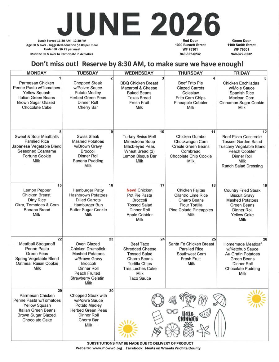 Red Door June 26 Menu